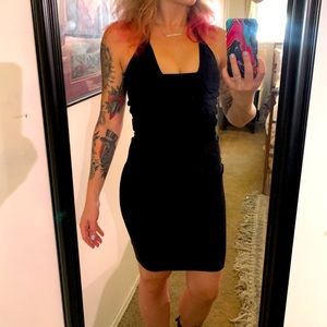 Sexy stretchy black cocktail dress - size XS